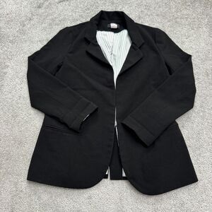 Aqua By Bloomingdale's Open Front Blazer jacket Womens XS Black Striped Lined